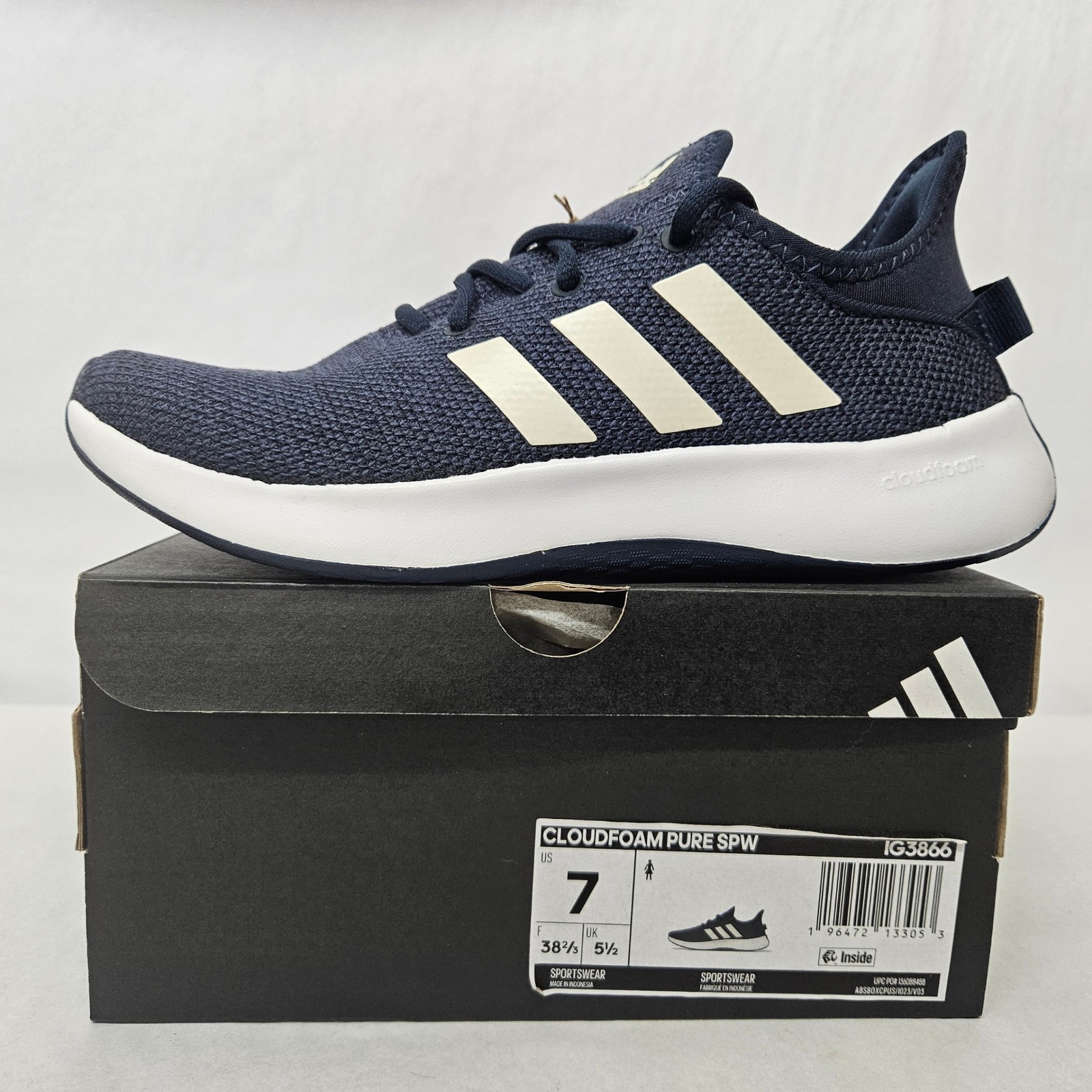 Adidas Coudfoam Pure Spw Casual Athletic Shoe Ig3866 Blue White Women's Size 7
